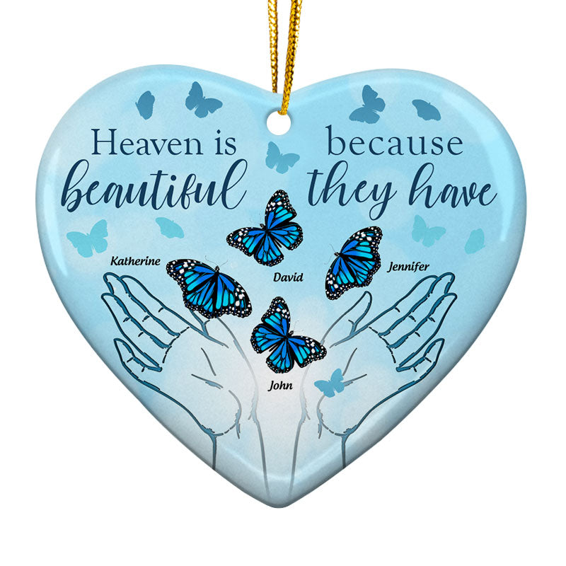 Heaven Is Beautiful - Memorial Gift - Personalized Custom Heart Ceramic Ornament ORNA1210