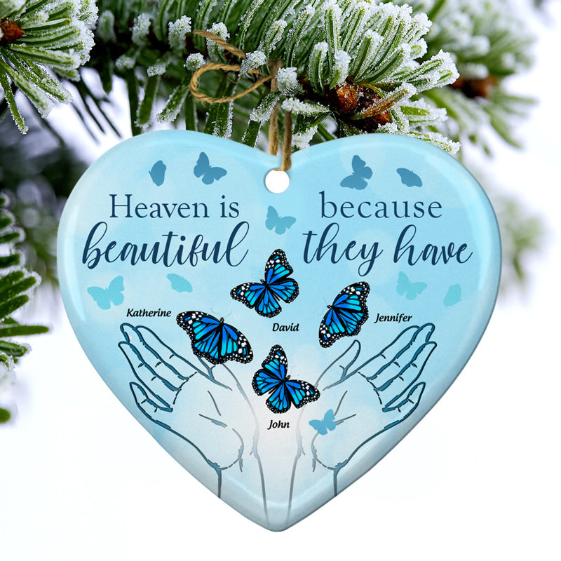 Heaven Is Beautiful - Memorial Gift - Personalized Custom Heart Ceramic Ornament ORNA1210