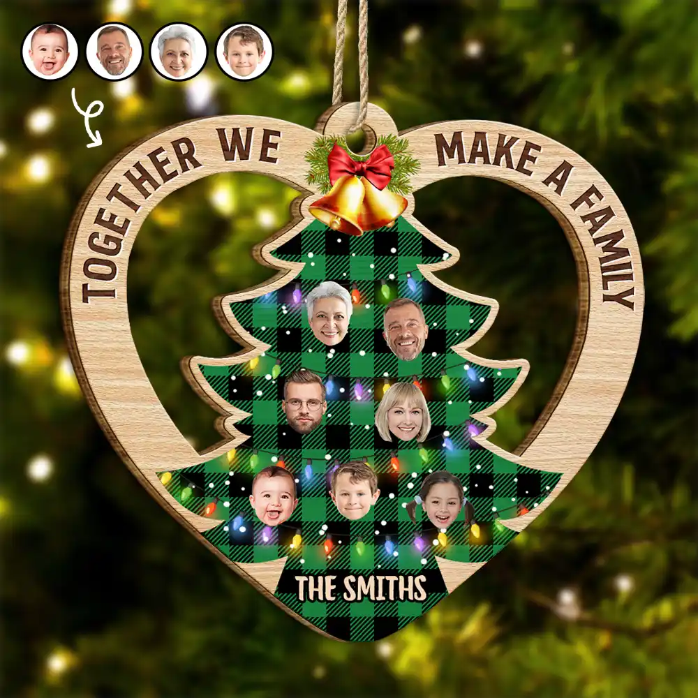 Custom Photo Family Tree Together We Make A Family - Personalized Custom Shaped Wooden Ornament ORNA1210