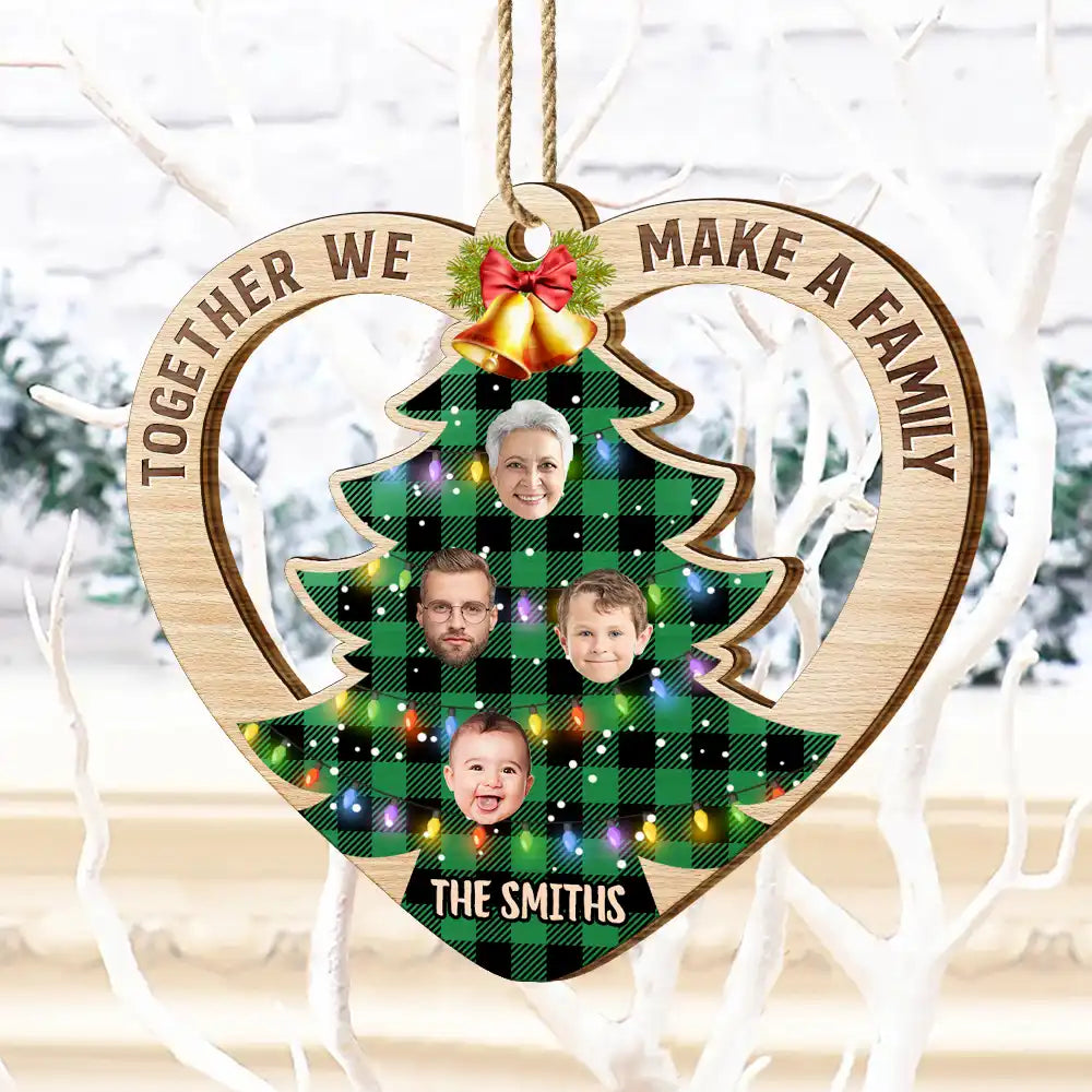 Custom Photo Family Tree Together We Make A Family - Personalized Custom Shaped Wooden Ornament ORNA1210