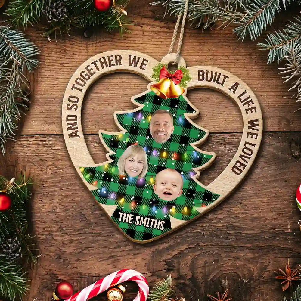 Custom Photo Family Tree Together We Make A Family - Personalized Custom Shaped Wooden Ornament ORNA1210