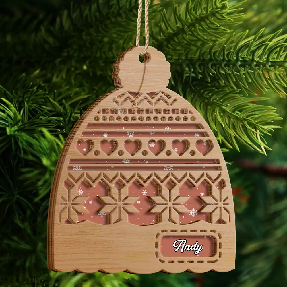 Christmas Hat - Personalized 2-Layered Wooden Ornament ORNA1210