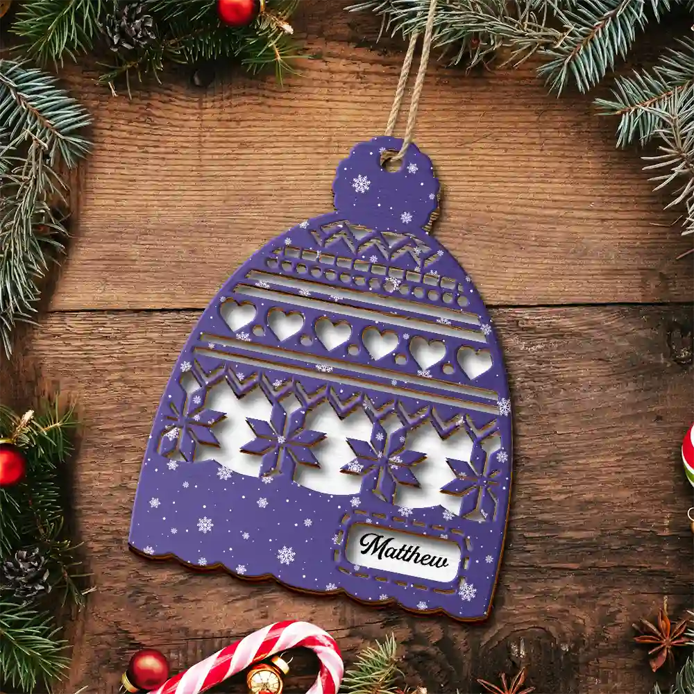 Christmas Hat - Personalized 2-Layered Wooden Ornament ORNA1210