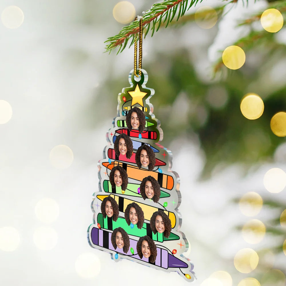 Custom Photo Funny Teacher Christmas Tree - Personalized Custom Shaped Acrylic Ornament ORNA1210