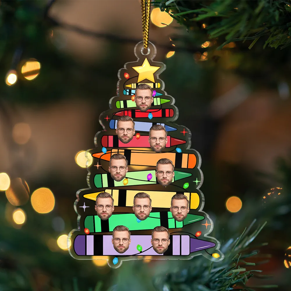 Custom Photo Funny Teacher Christmas Tree - Personalized Custom Shaped Acrylic Ornament ORNA1210
