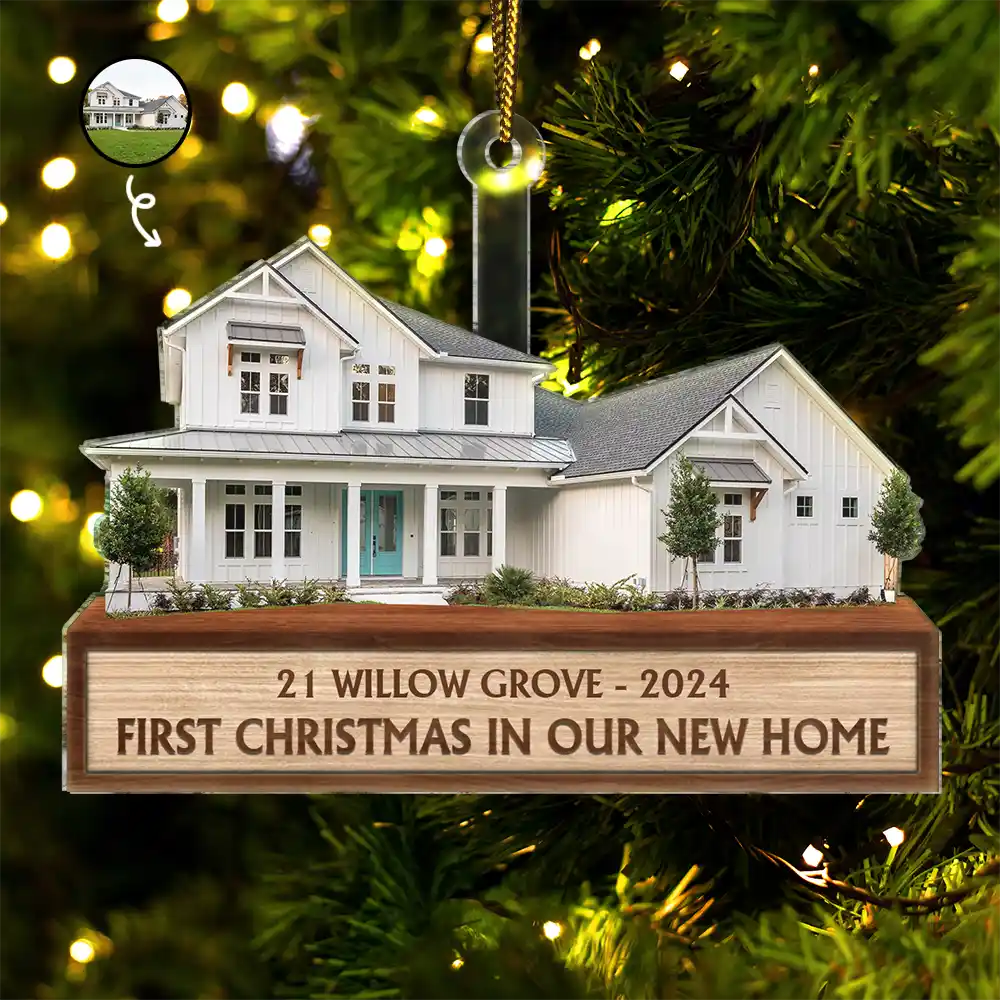 Custom Photo First Christmas In Our New House - Personalized Cutout Acrylic Ornament ORNA1210
