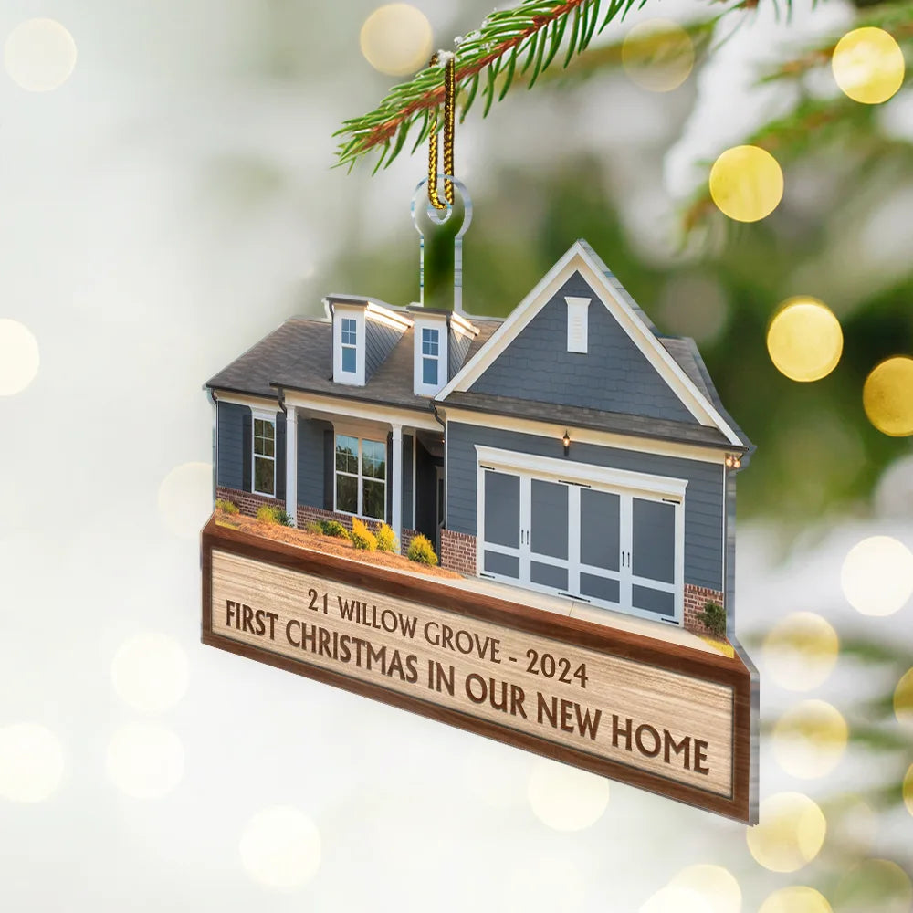 Custom Photo First Christmas In Our New House - Personalized Cutout Acrylic Ornament ORNA1210