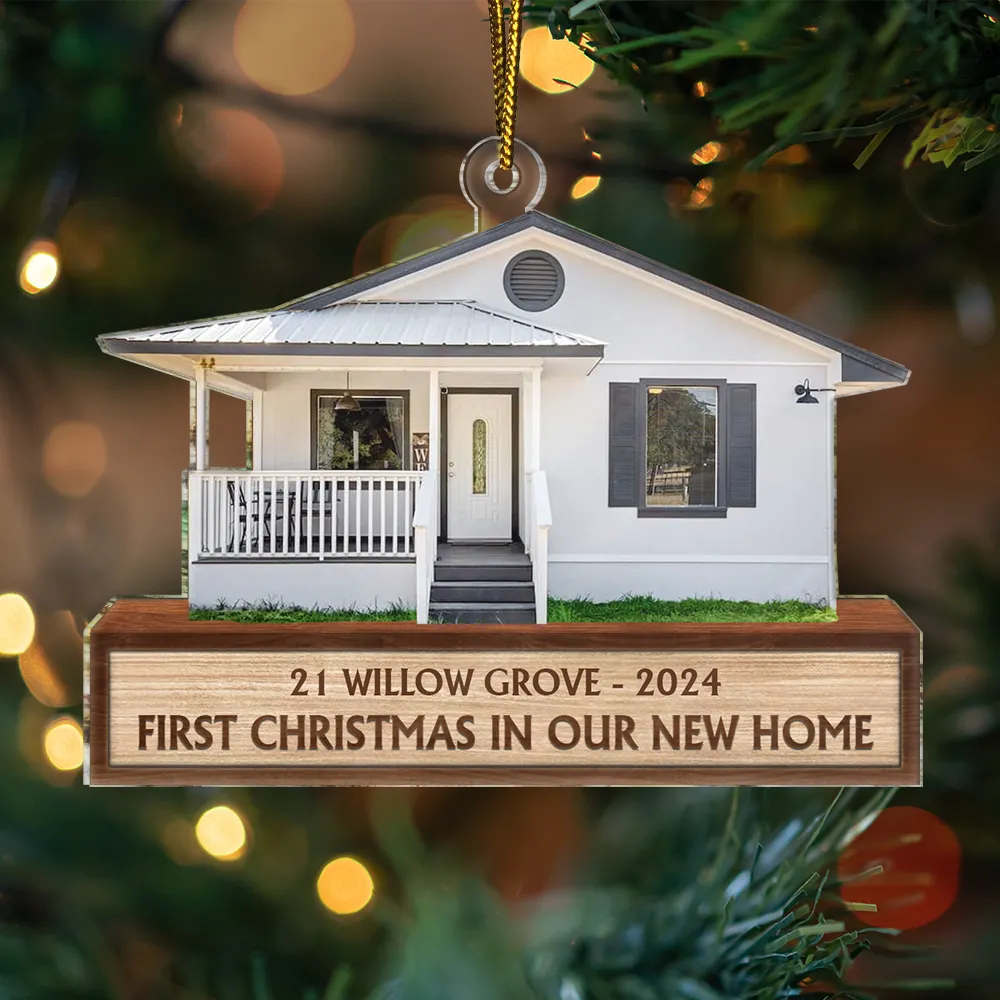 Custom Photo First Christmas In Our New House - Personalized Cutout Acrylic Ornament ORNA1210