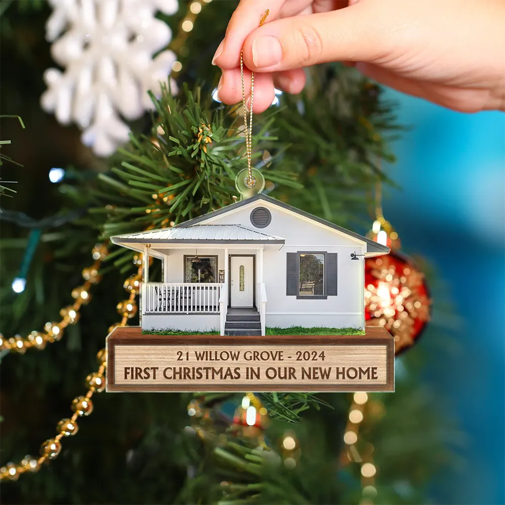 Custom Photo First Christmas In Our New House - Personalized Cutout Acrylic Ornament ORNA1210