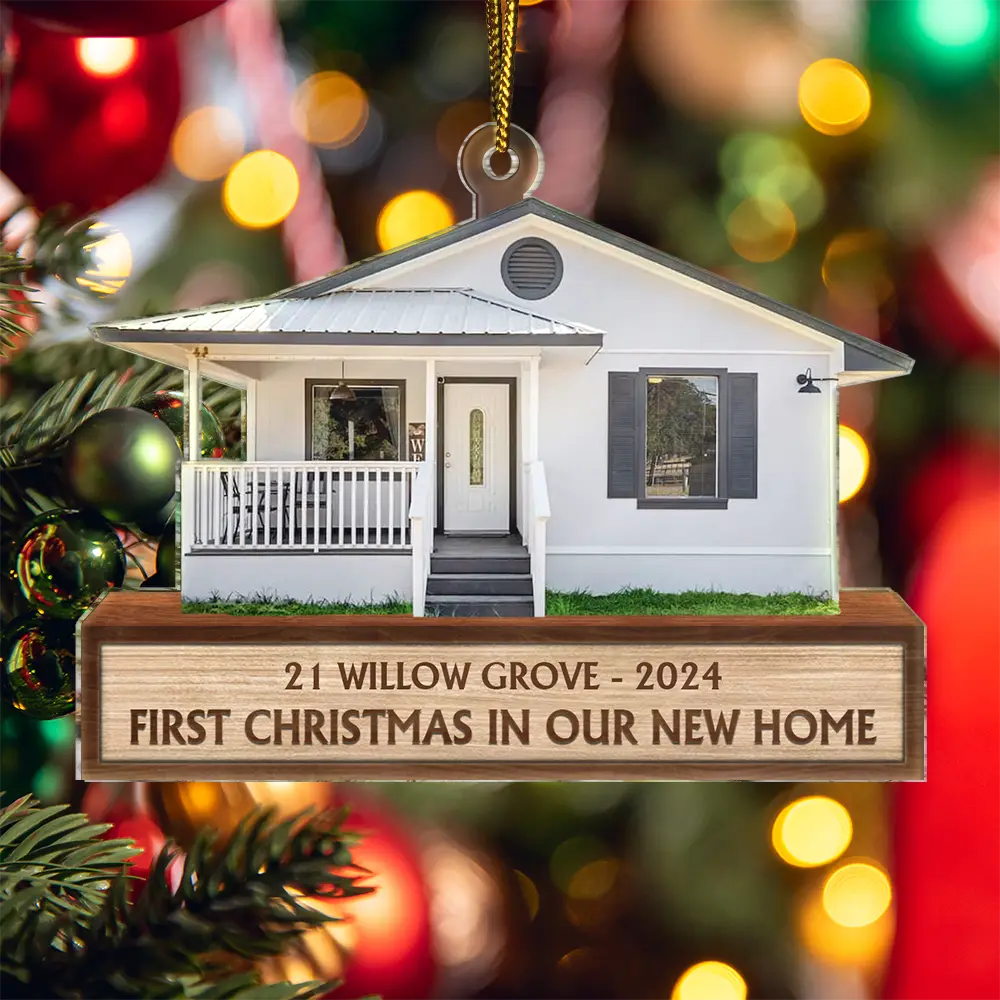 Custom Photo First Christmas In Our New House - Personalized Cutout Acrylic Ornament ORNA1210