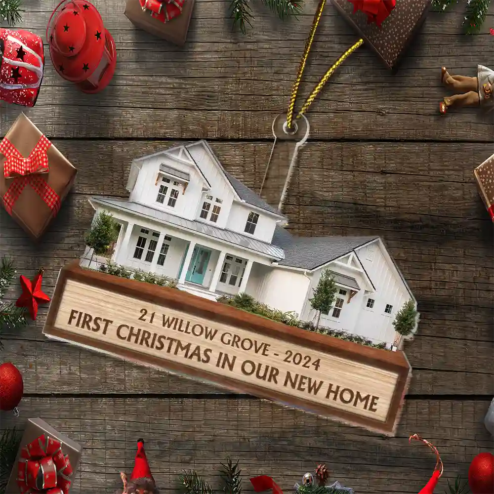 Custom Photo First Christmas In Our New House - Personalized Cutout Acrylic Ornament ORNA1210