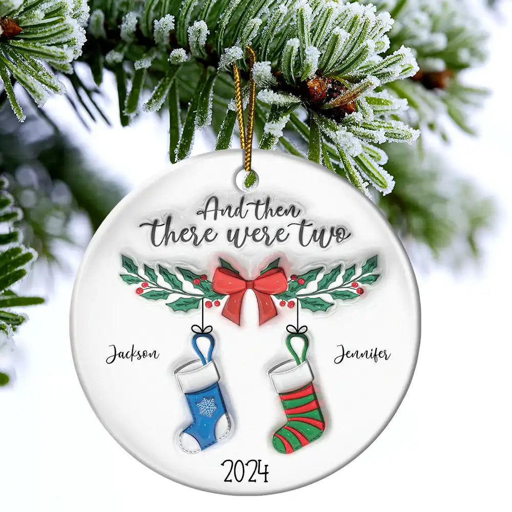 And The There Were Family Christmas - 3D Inflated Effect Printed Ornament, Personalized Circle Ceramic Ornament ORNA1210