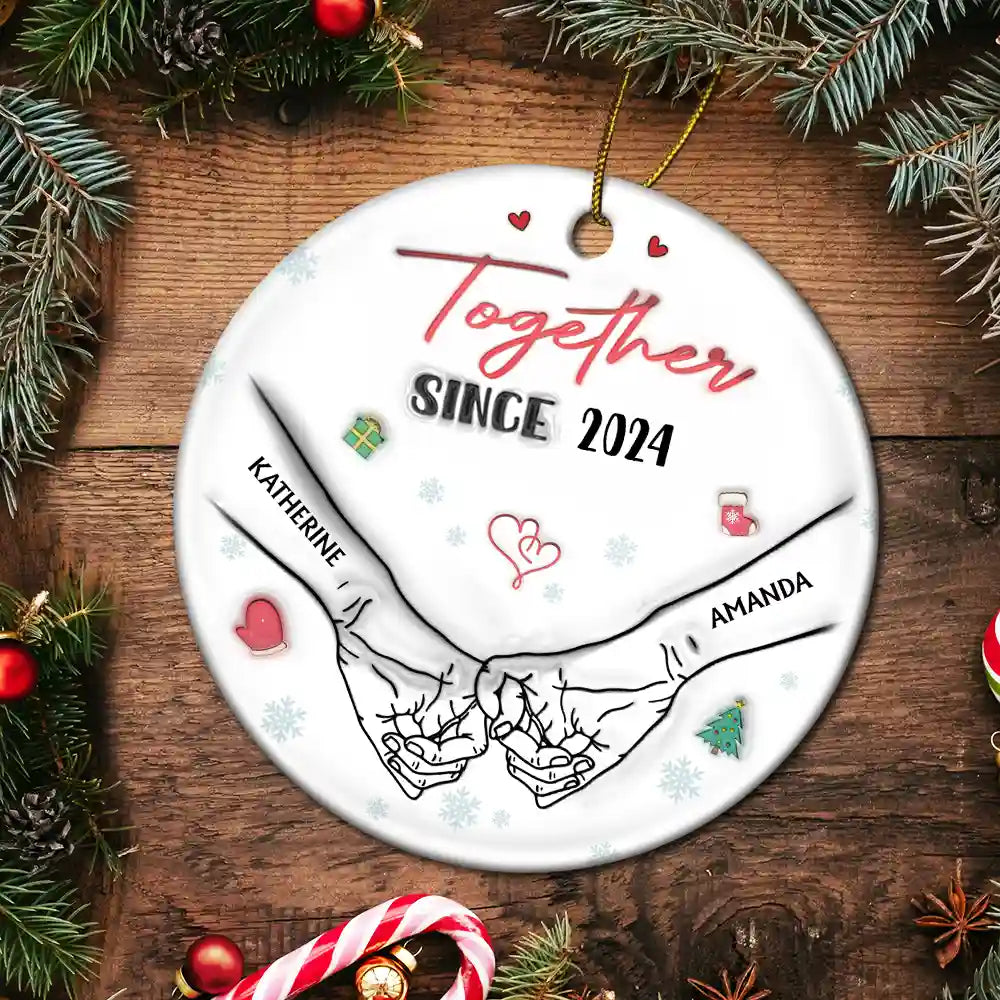 I Met You I Liked You I Loved You Christmas Couples - Personalized 3D Inflated Effect Printed Ornament, Personalized Circle Ceramic Ornament ORNA1210