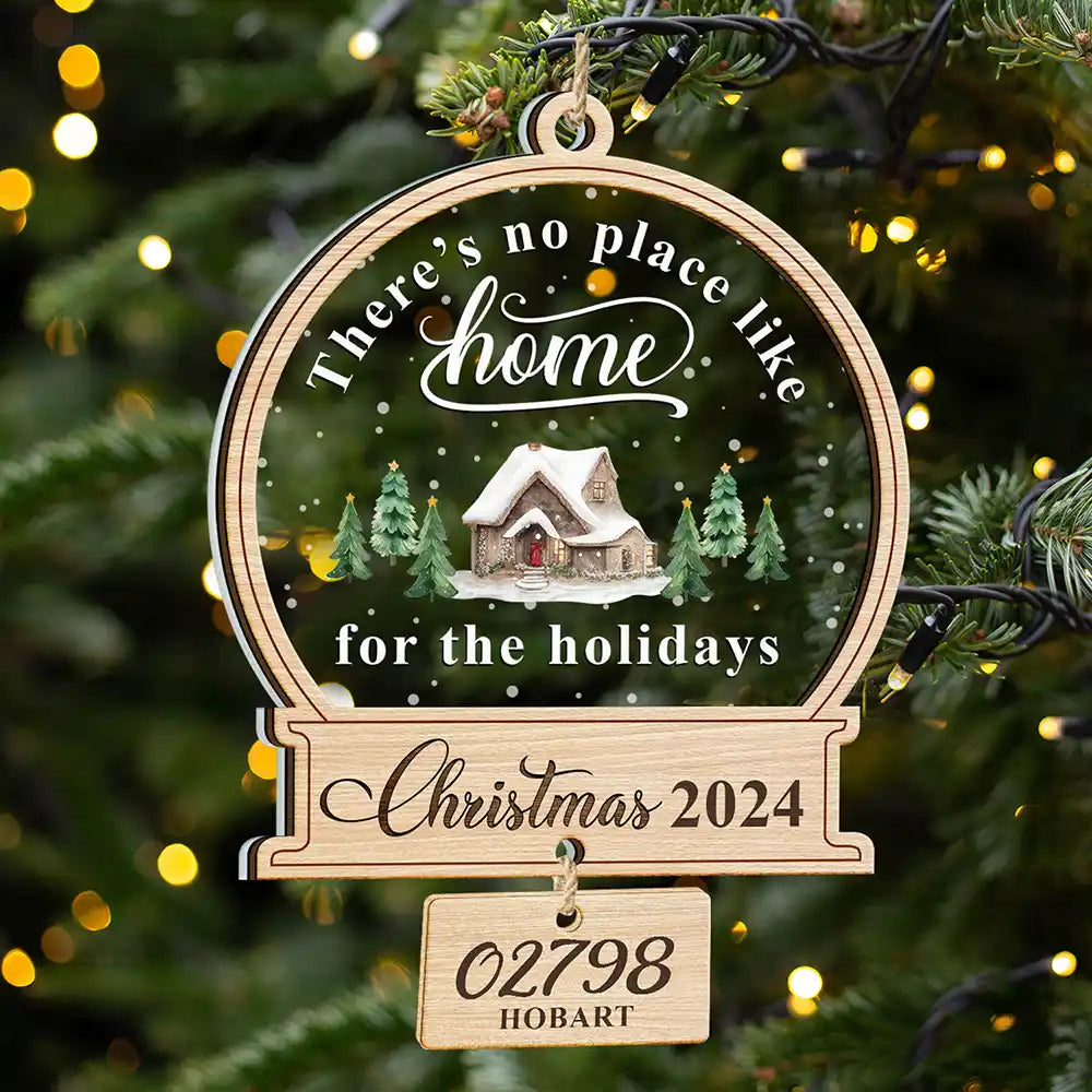 There's No Place Like Home Family - Personalized Mix Ornament With Wooden Tag ORNA1210