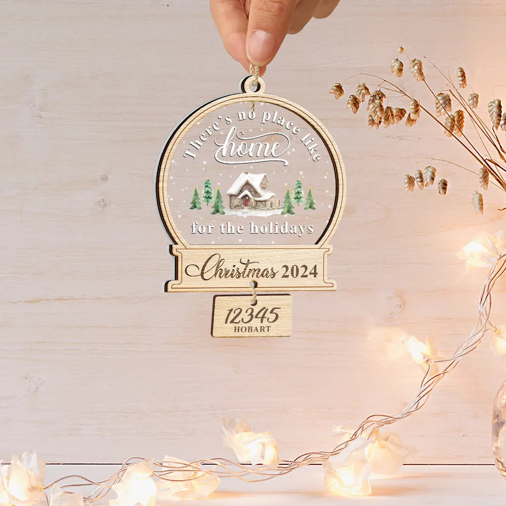 There's No Place Like Home Family - Personalized Mix Ornament With Wooden Tag ORNA1210