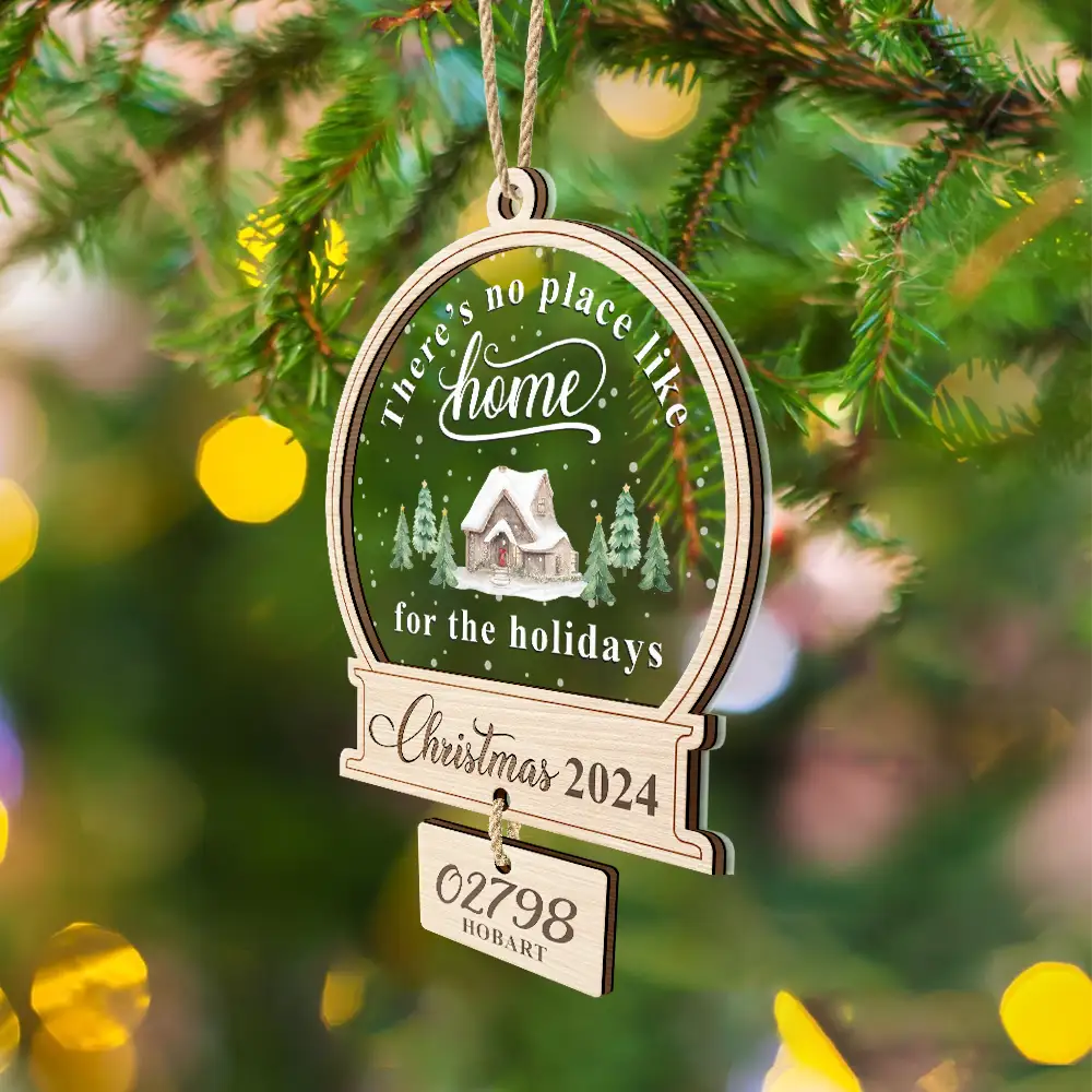 There's No Place Like Home Family - Personalized Mix Ornament With Wooden Tag ORNA1210