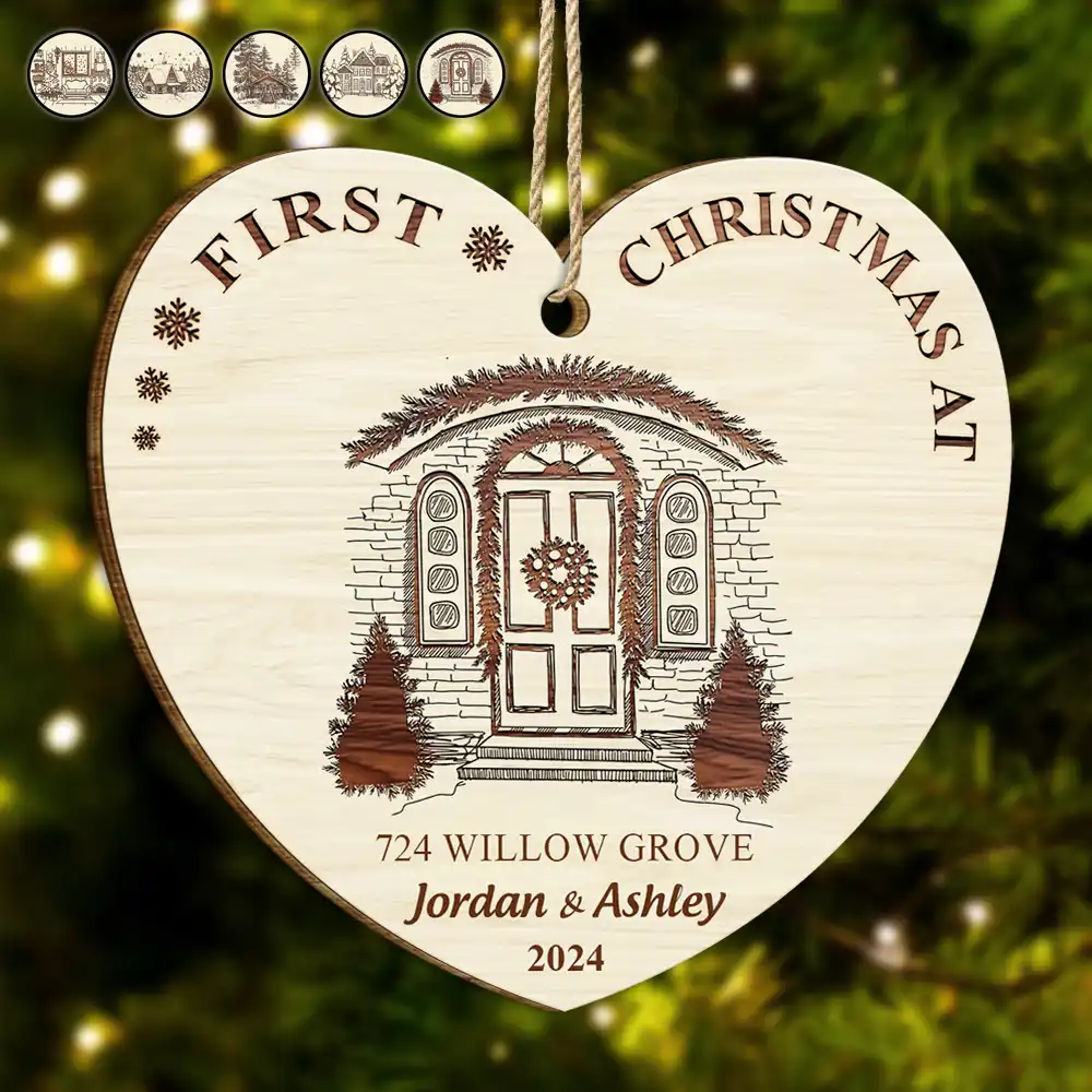 First Christmas In Our New Home - Personalized Custom Shaped Wooden Ornament ORNA1210