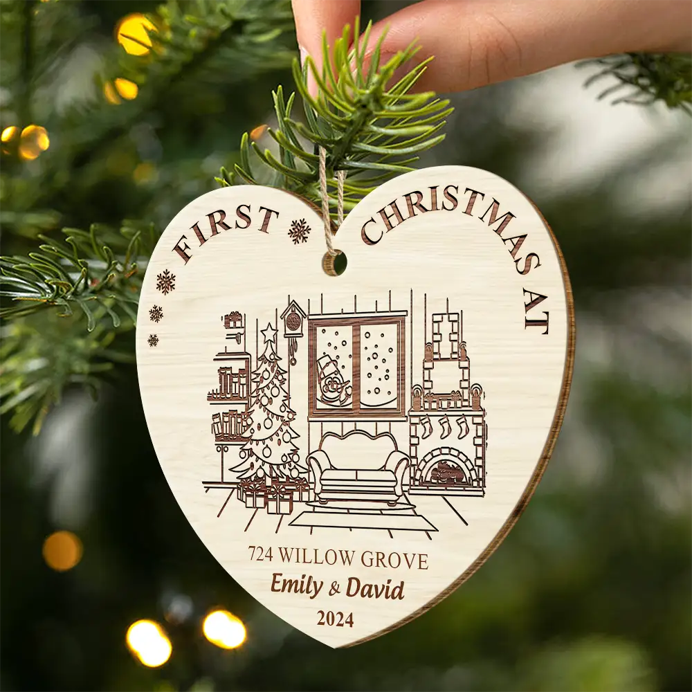 First Christmas In Our New Home - Personalized Custom Shaped Wooden Ornament ORNA1210