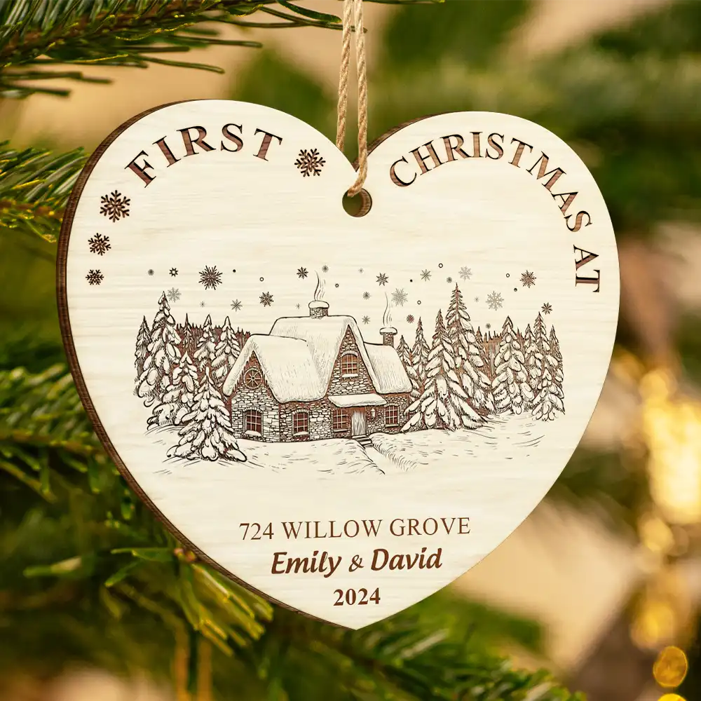 First Christmas In Our New Home - Personalized Custom Shaped Wooden Ornament ORNA1210