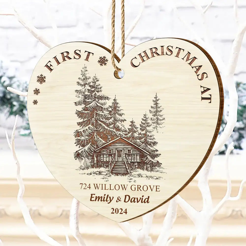 First Christmas In Our New Home - Personalized Custom Shaped Wooden Ornament ORNA1210