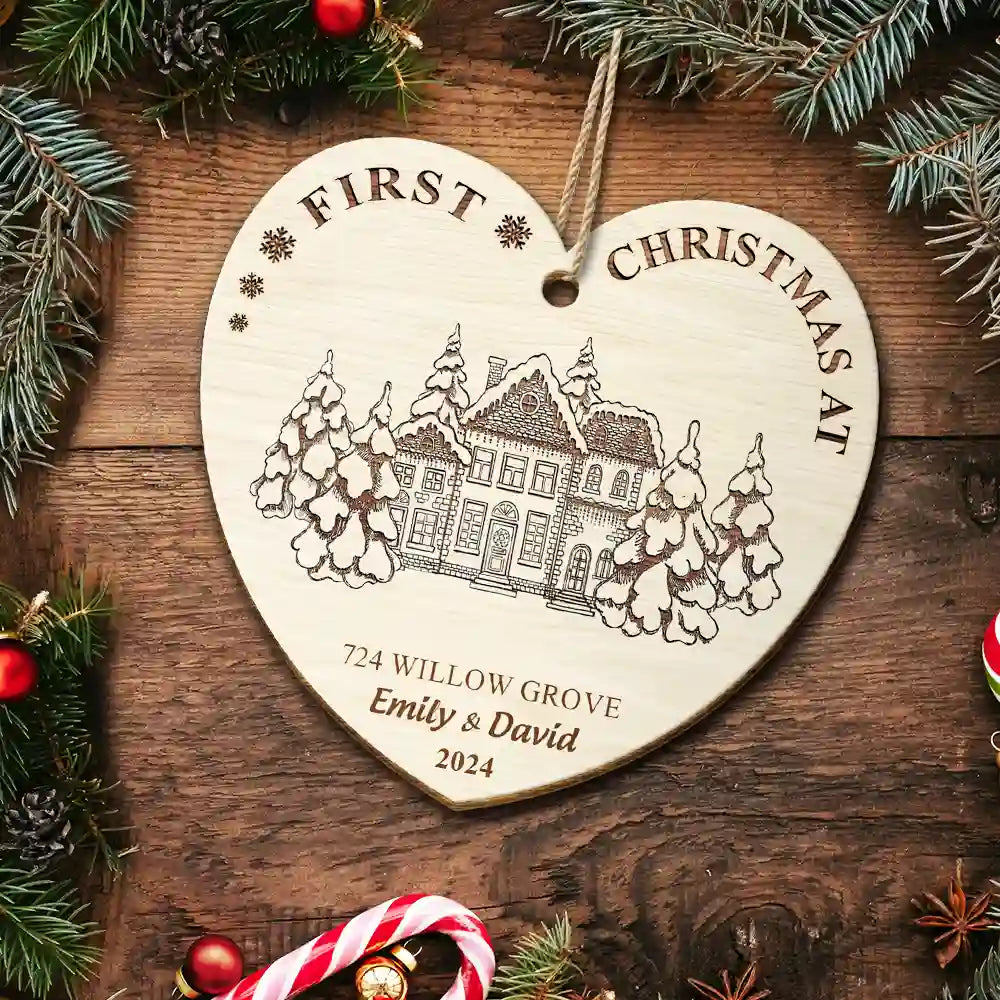 First Christmas In Our New Home - Personalized Custom Shaped Wooden Ornament ORNA1210