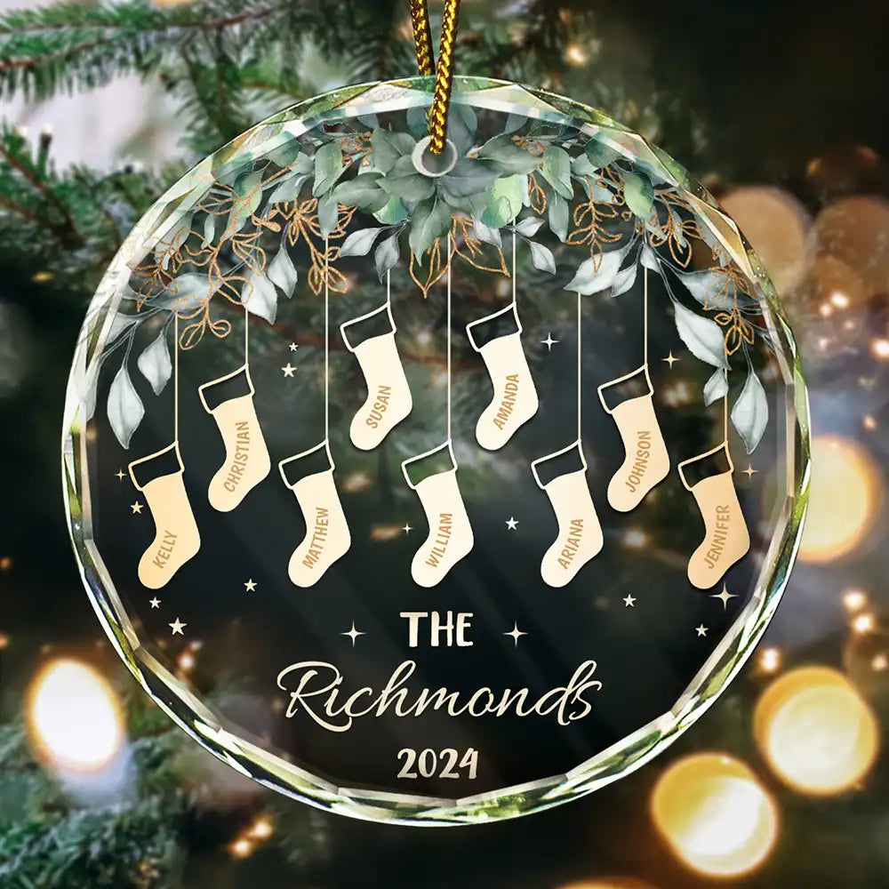 Family Christmas Stocking - Personalized Circle Glass Ornament ORNA1210