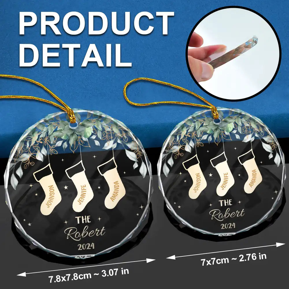 Family Christmas Stocking - Personalized Circle Glass Ornament ORNA1210