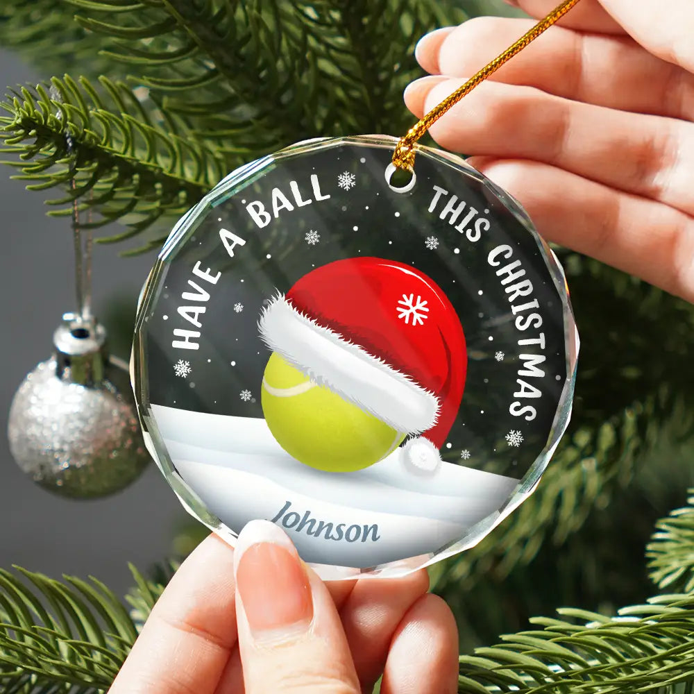 Have A Ball This Christmas Kids Sport Ball - Personalized Circle Glass Ornament ORNA1210