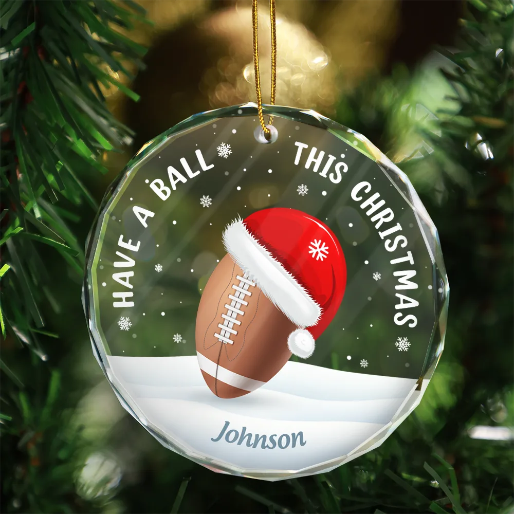 Have A Ball This Christmas Kids Sport Ball - Personalized Circle Glass Ornament ORNA1210