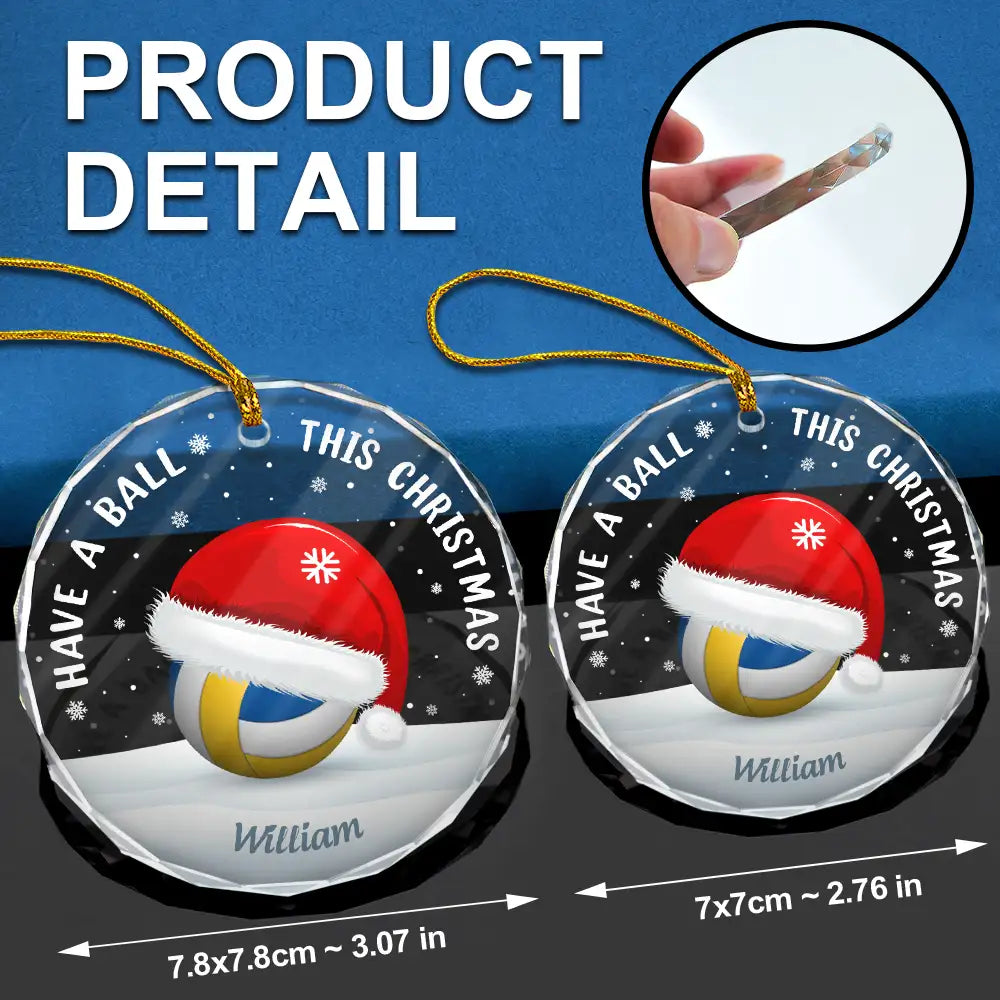 Have A Ball This Christmas Kids Sport Ball - Personalized Circle Glass Ornament ORNA1210