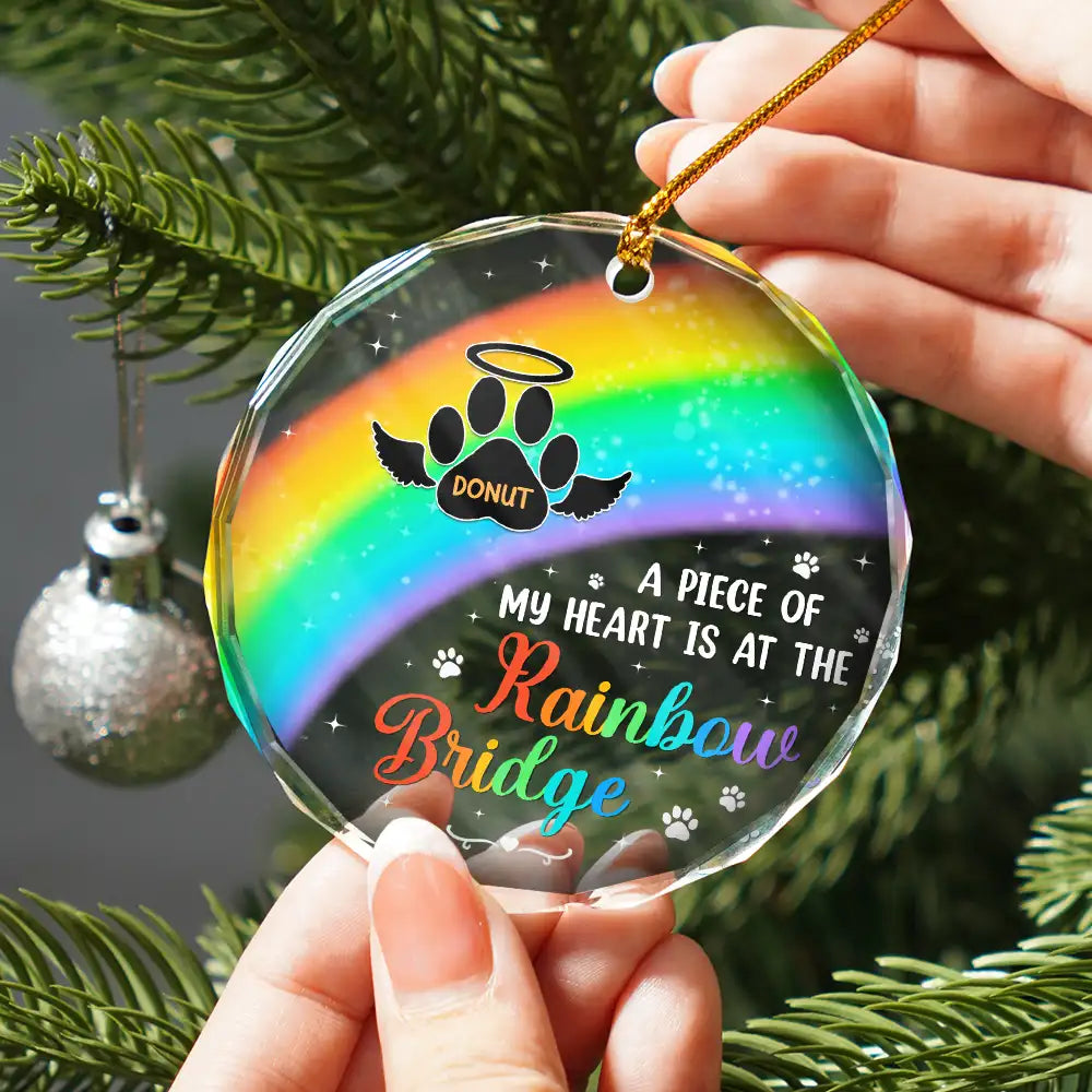 A Piece Of My Heart Memorial Christmas - Personalized Circle Glass Ornament ORNA1210