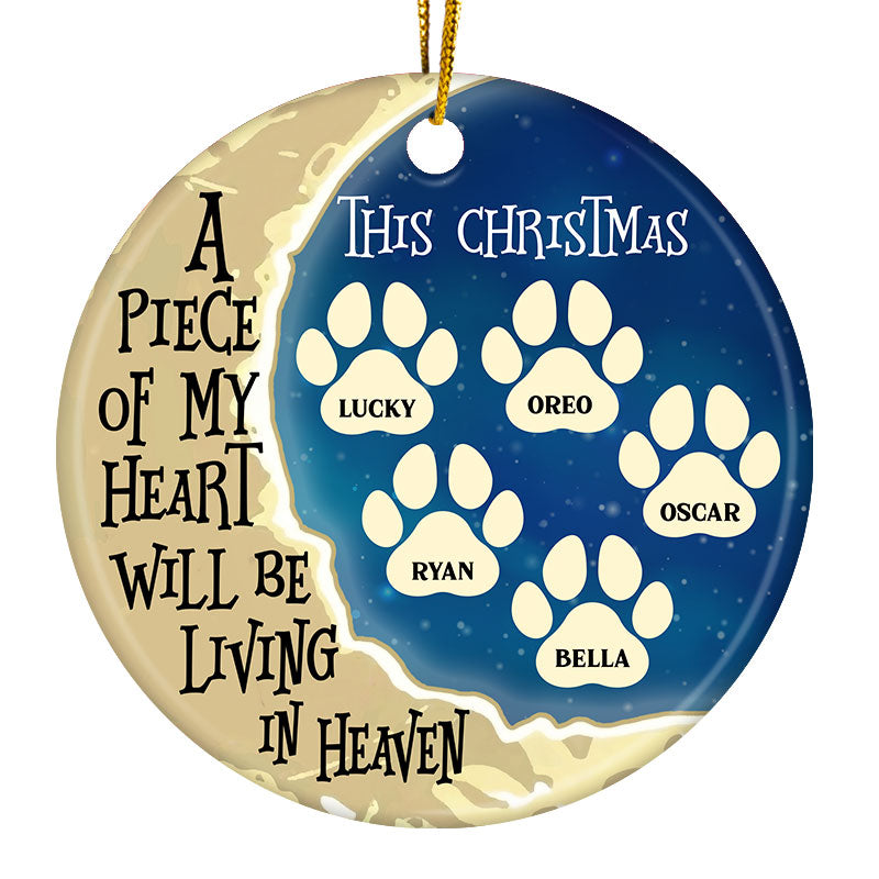 Merry Christmas A Piece Of My Heart - Memorial Gift For Pet Lovers - Christmas Gift - Personalized Custom Circle Ceramic Ornament ORNA1210