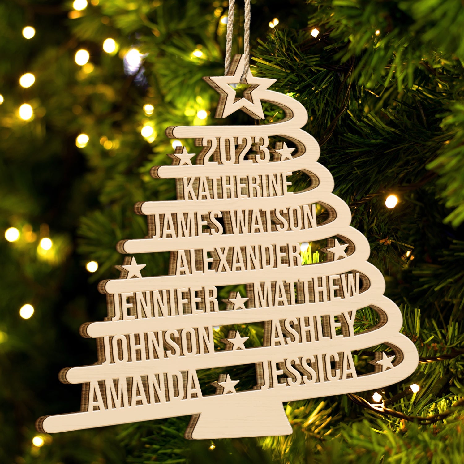 Christmas Tree With Names - Christmas Gift For Family - Personalized Wooden Cutout Ornament ORNA1210