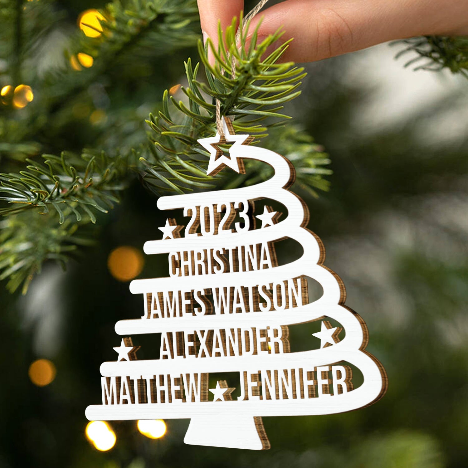 Christmas Tree With Names - Christmas Gift For Family - Personalized Wooden Cutout Ornament ORNA1210