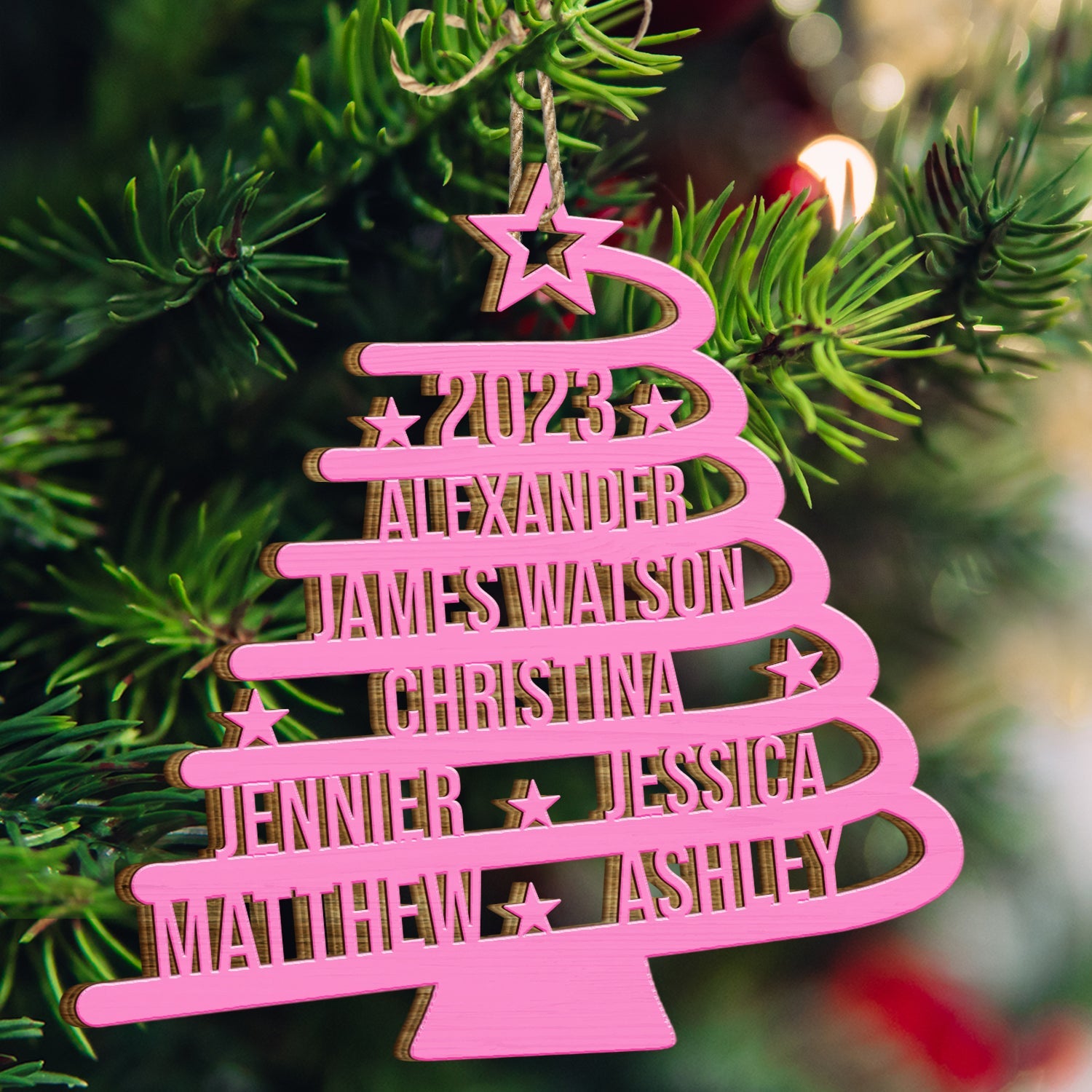 Christmas Tree With Names - Christmas Gift For Family - Personalized Wooden Cutout Ornament ORNA1210