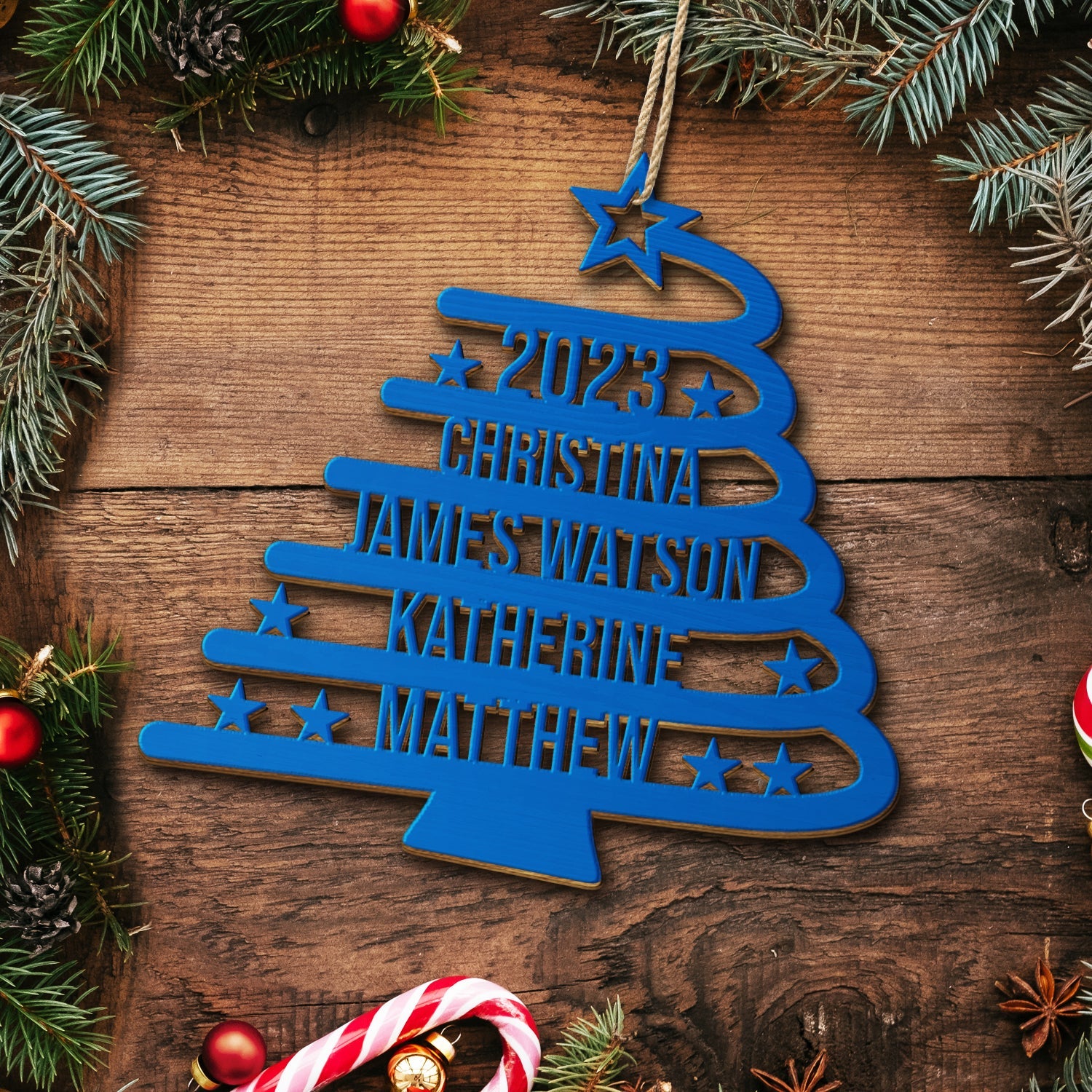 Christmas Tree With Names - Christmas Gift For Family - Personalized Wooden Cutout Ornament ORNA1210