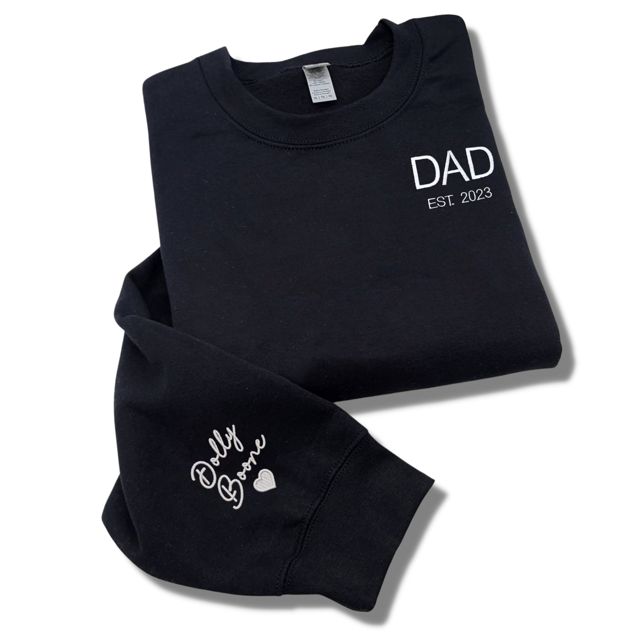 Dad Embroidered Sweatshirt, Daddy Est Hoodie, Custom Dad Sweater with Kid Name Gift For New Dad, Father's Day Gift em4