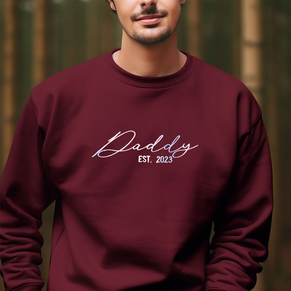 Personalized Fathers Day Hoodies for Dad, Daddy EST 2024 Crewneck Embroidered em4