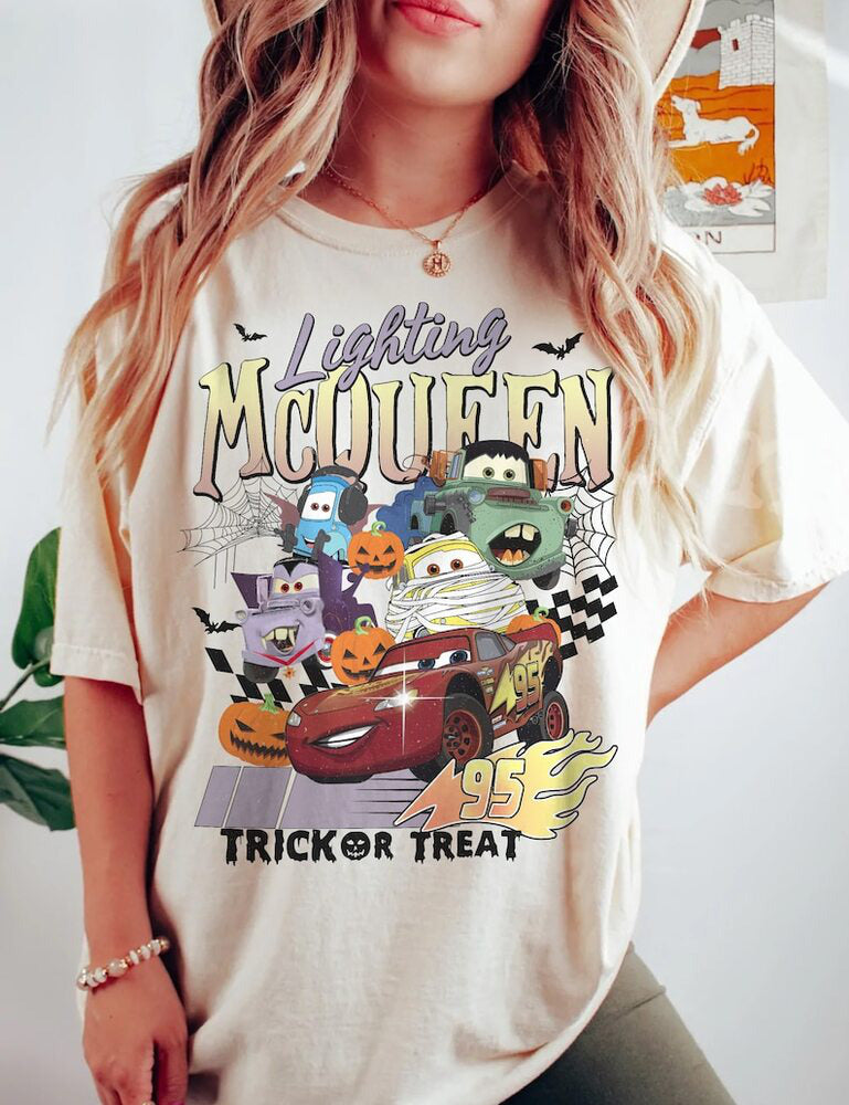 Disney Cars Halloween Sweatshirt, Retro Lightning McQueen Halloween Shirt, Disney Halloween Shirt, McQueen Shirt,Disney Shirt HL23