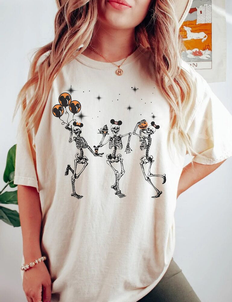 Disney Halloween Party Dancing Skeleton Mickey Ears Shirt, Disney Halloween Party Shirt, Funny Skeleton Tee, Family Trip Shirt HL23