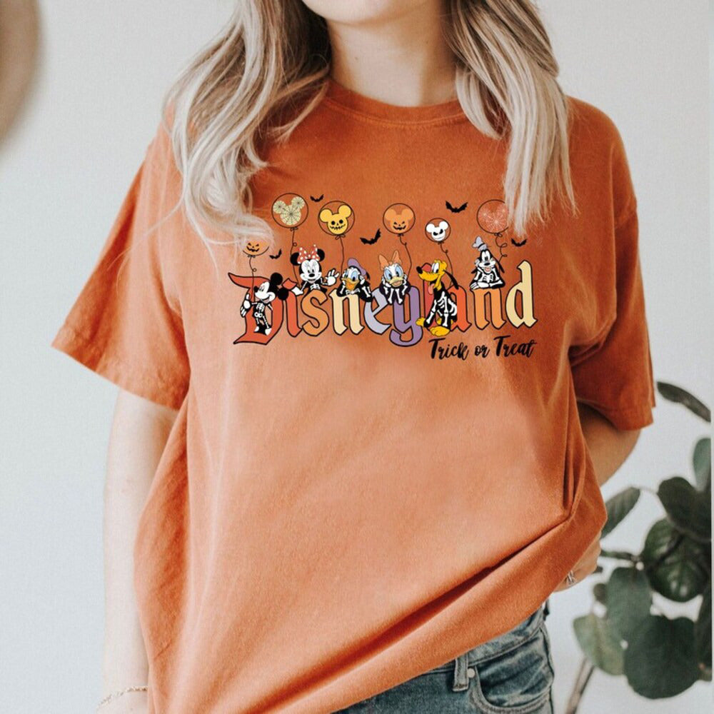 Disney Halloween Skeleton Shirt, Disney Halloween 2024 Matching Shirt, Disney Balloon Shirt, Mickey Minnie and Friends, Trick Or Treat Shirt HL23