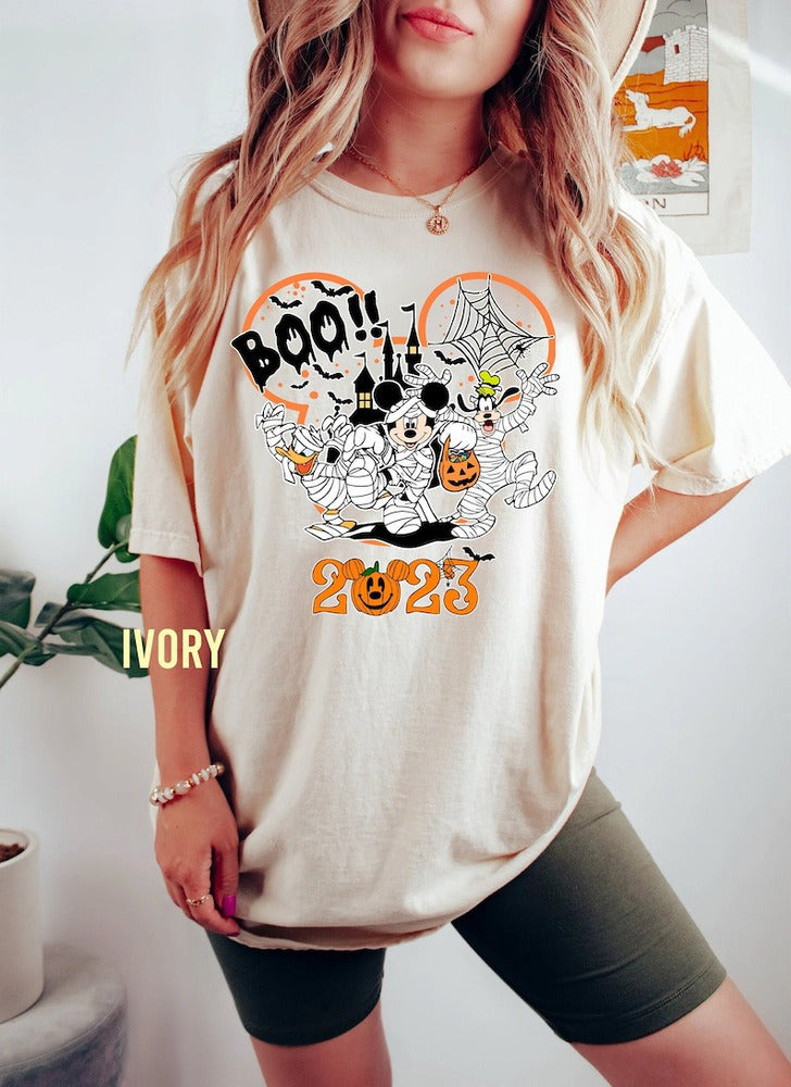 Disney Mickey and Friends Halloween 2024 Sweatshirt, Disney Halloween Matching Comfort Color Shirt, Disney Boo Pumpkin, Halloween Party Tee HL23