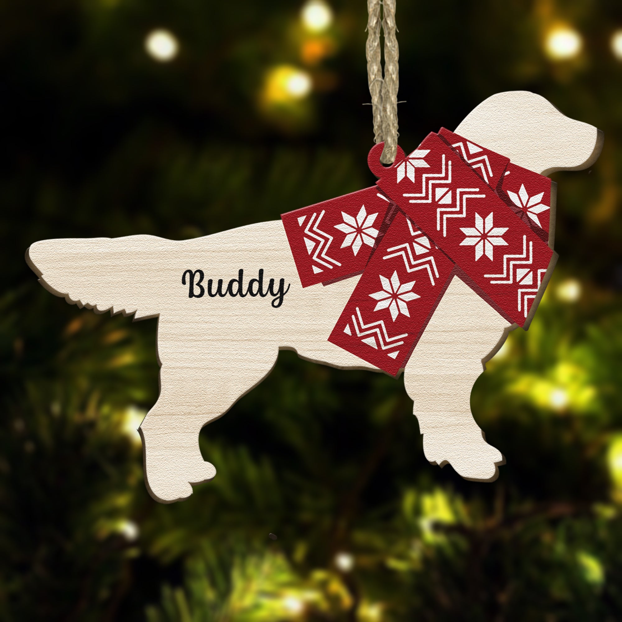Dog Christmas - Personalized Wooden Ornament ORN0810