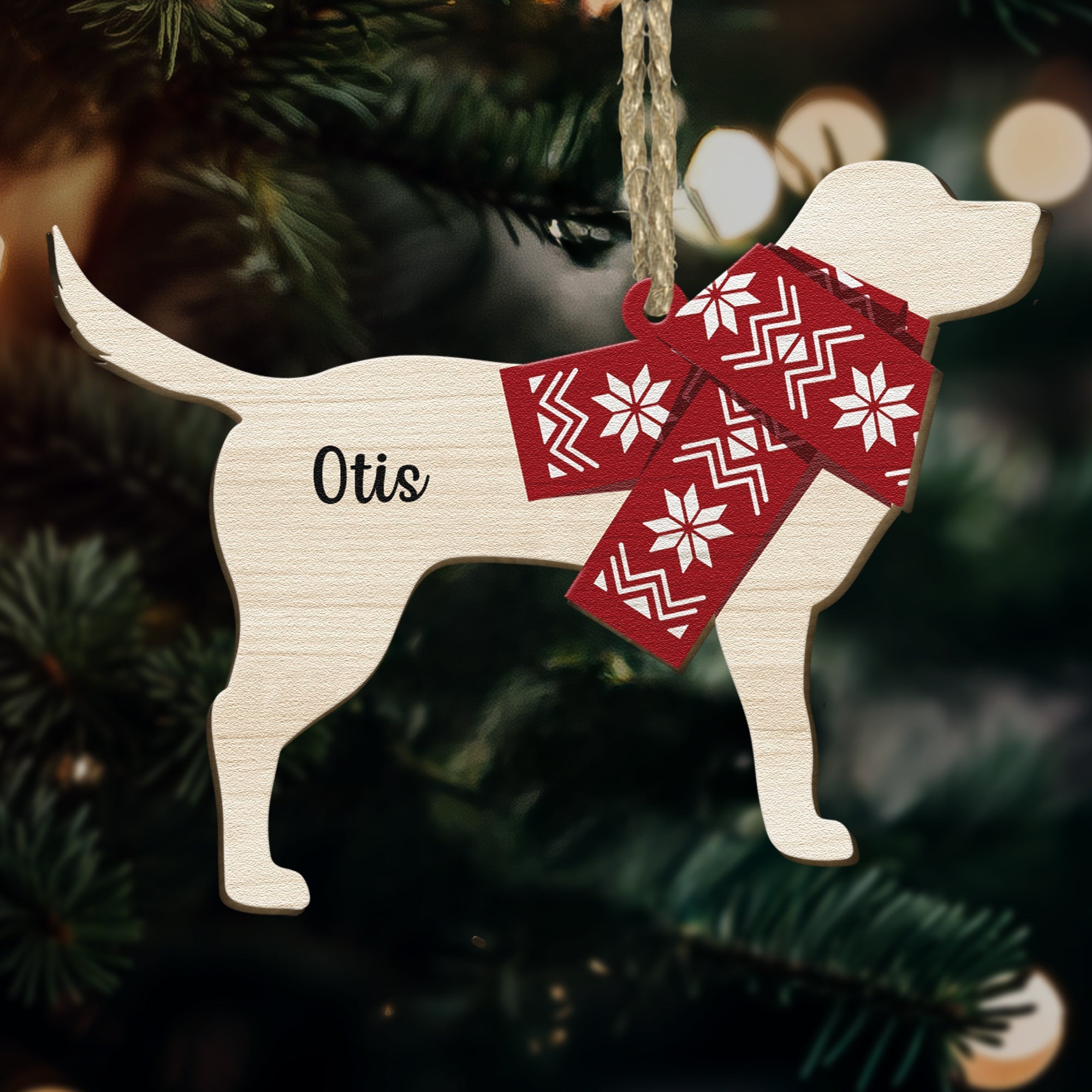 Dog Christmas - Personalized Wooden Ornament ORN0810