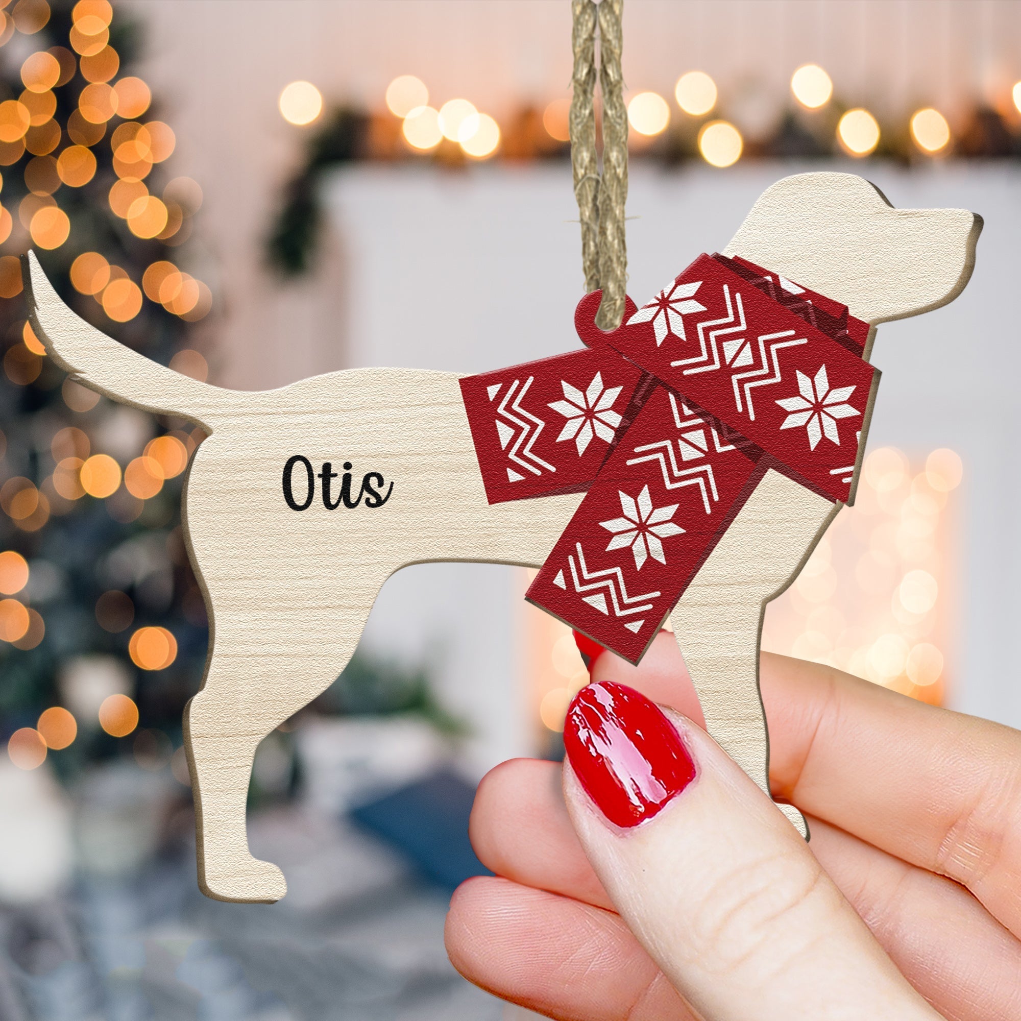 Dog Christmas - Personalized Wooden Ornament ORN0810