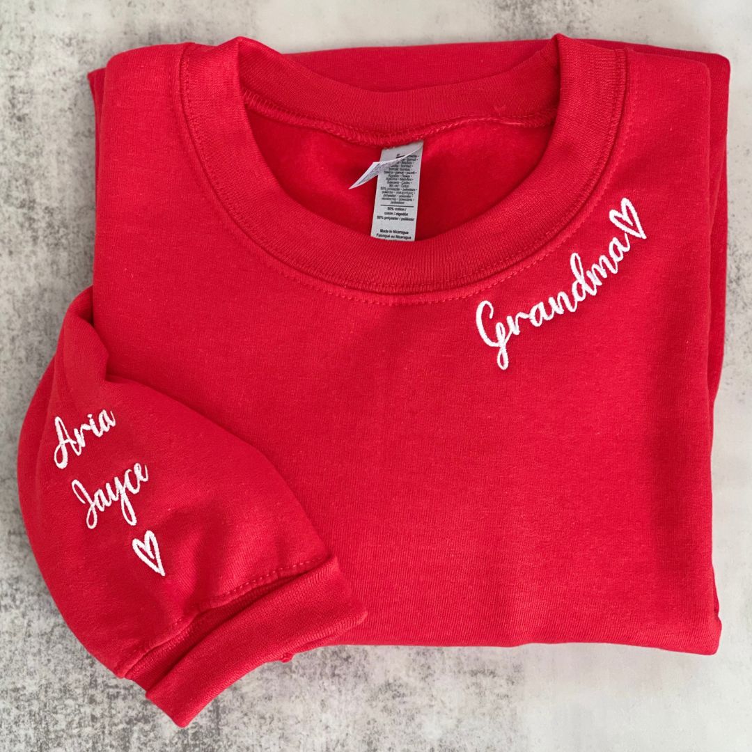 Personalized Embroidered Neckline Message Sweatshirt, hoodie em5