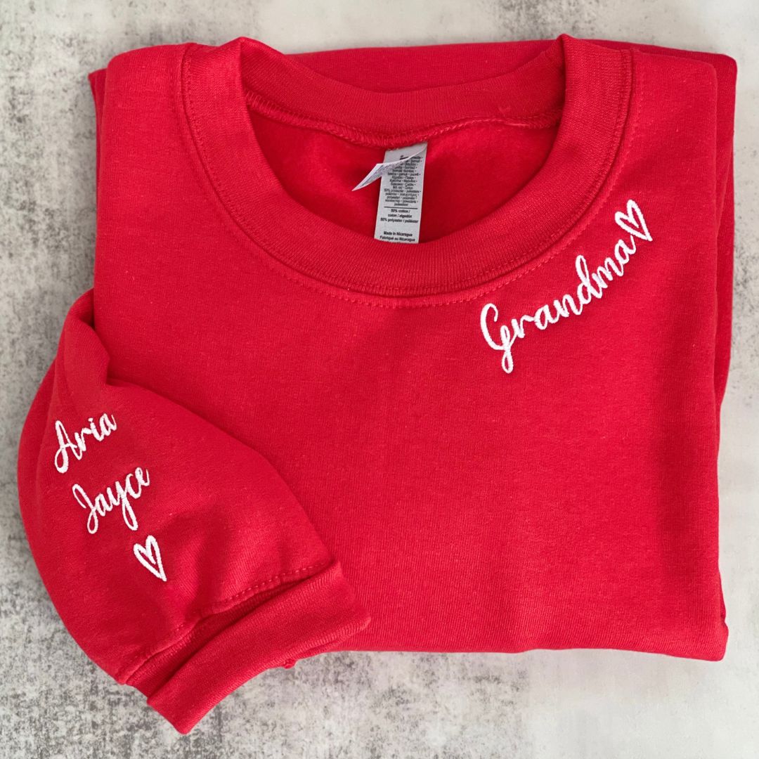 Custom Embroidered Sweatshirt, Neckline Message Crewneck, Unique Gift for Her em3