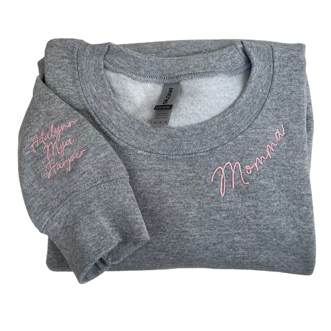 Personalized Embroidered Neckline Message Sweatshirt, hoodie em5
