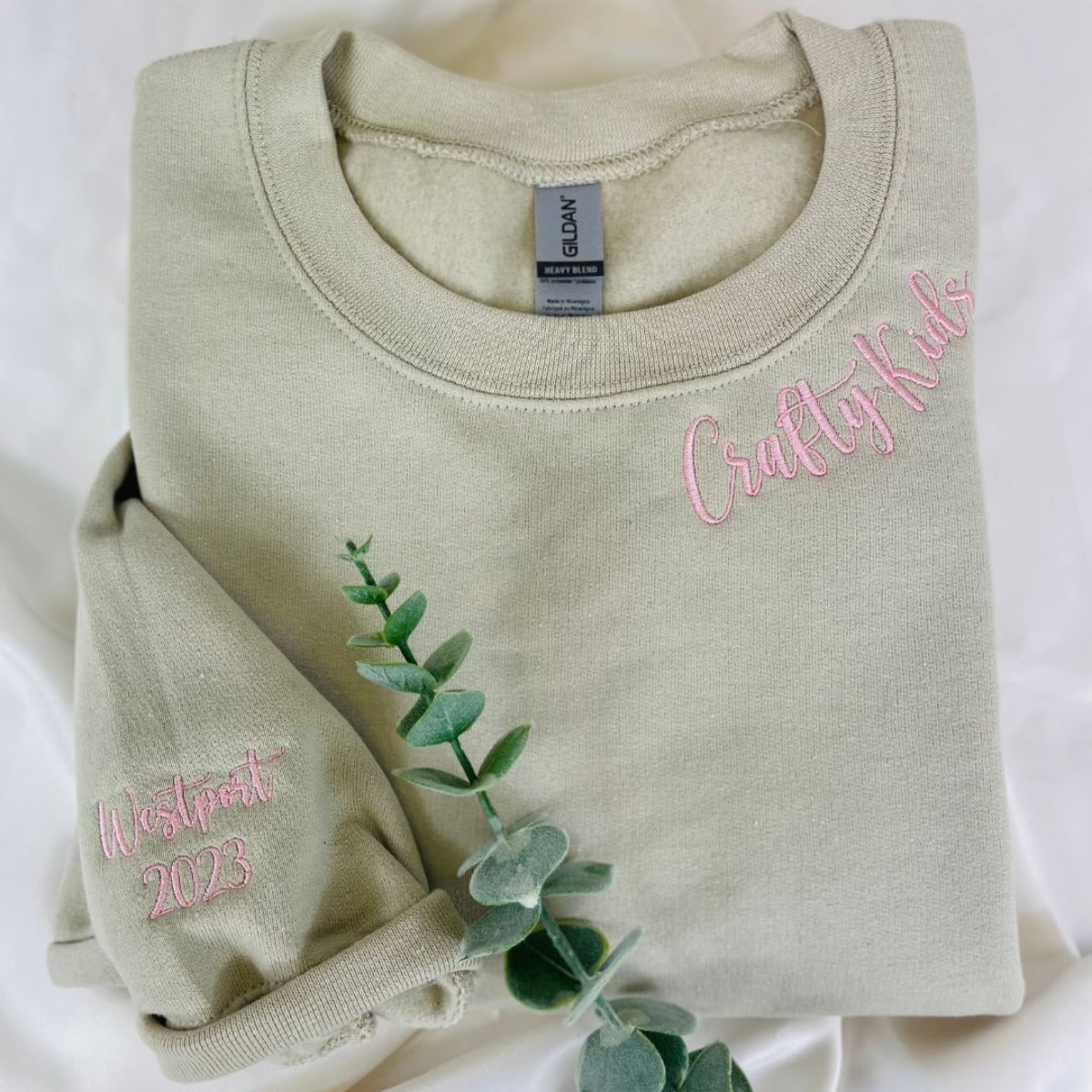 Personalized Embroidered Neckline Message Sweatshirt, hoodie em5