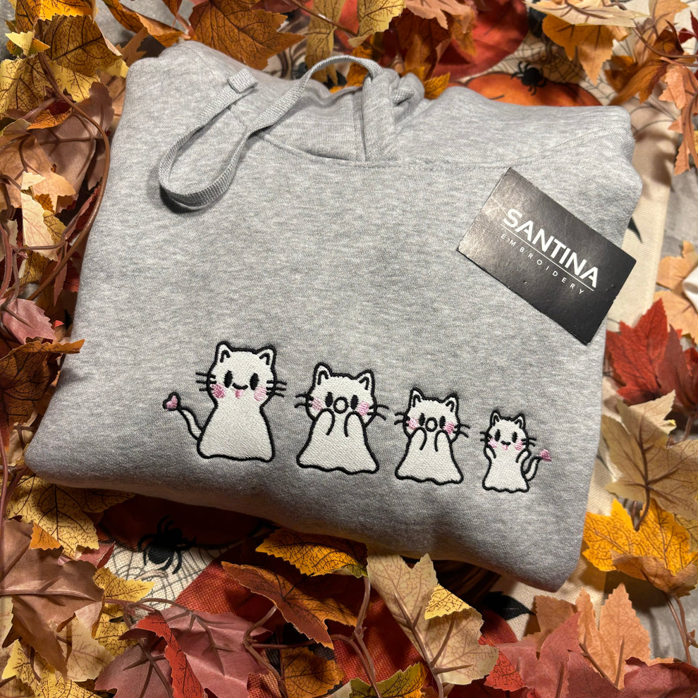 Spooky kittens embroidered sweatshirt, hoodie EMHA0909S